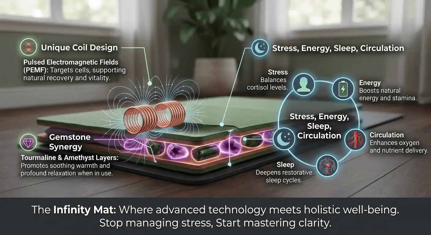 Infinity Mat copper coil and gemstone technology — Tourmaline and Amethyst layers